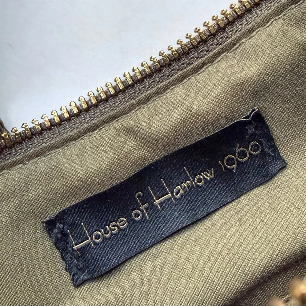 House of Harlow 1960 Valerie Crossbody Green Faux Suede Double Zip Shoulder Bag